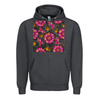 Smoke breast cancer sunflower seamless pattern Zipper Hoodie - BundleAndBundleShop