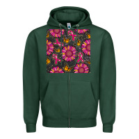Sports Green breast cancer sunflower seamless pattern Zipper Hoodie - BundleAndBundleShop