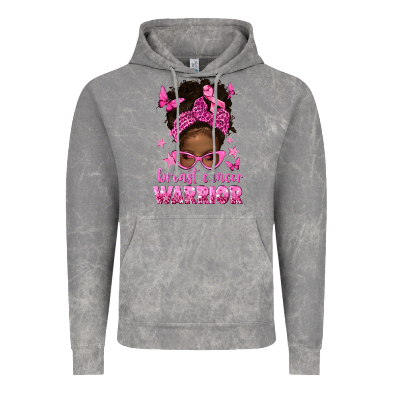 Afro Messy Bun Breast Cancer Warrior Vintage Hoodie by texasbilliewilder | Teevron