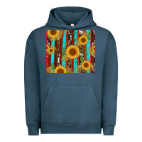 Pigment Midnight Navy western sunflower cactus serape and cowhide Urban Hoodie - Artiststas