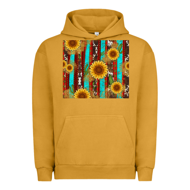 Western Sunflower Cactus Serape And Cowhide Urban Hoodie by Artiststas | Teevron