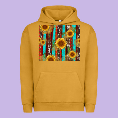 Western Sunflower Cactus Serape And Cowhide Urban Hoodie Designed By Artiststas
