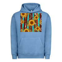 Pigment Pebble Blue western sunflower cactus serape and cowhide Urban Hoodie - Artiststas