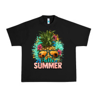Black Hello summer pineapple Urban Heavy Tee - NancyCooperArtShop