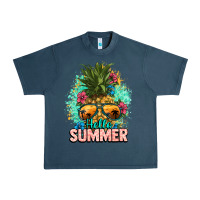 Midnight Navy Hello summer pineapple Urban Heavy Tee - NancyCooperArtShop