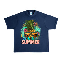 Navy Hello summer pineapple Urban Heavy Tee - NancyCooperArtShop