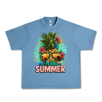 Pebble Blue Hello summer pineapple Urban Heavy Tee - NancyCooperArtShop
