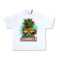 White Hello summer pineapple Urban Heavy Tee - NancyCooperArtShop