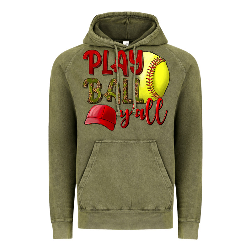 Play Ball Y'all Softball Vintage Hoodie by NancyCooperArtShop | Teevron