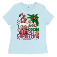 Baby Blue Pink Christmas hot cocoa and christmas movies Ladies Tee - NancyCooperArtShop