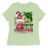 Matcha Pink Christmas hot cocoa and christmas movies Ladies Tee - NancyCooperArtShop