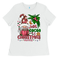 White Pink Christmas hot cocoa and christmas movies Ladies Tee - NancyCooperArtShop