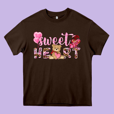Sweetheart With Bear Heavy Core Tee Designed By Nancycooperartshop