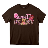 Chocolate Brown sweetheart with bear Heavy Core Tee - NancyCooperArtShop