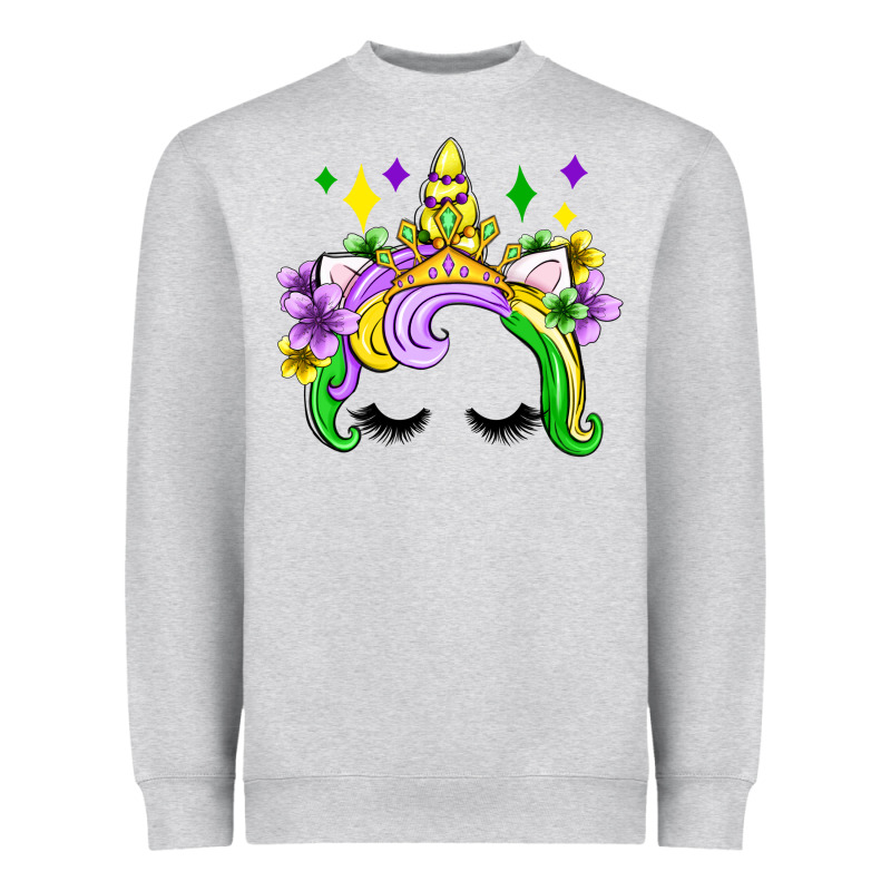 Unicorn Mardi Gras Olivia Heavyweight Sweatshirt by OliviaCreatesArt | Teevron