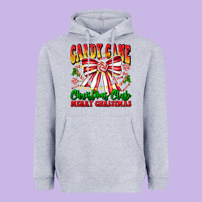 Candy Cane Christmas Club Heavyweight Hoodie Designed By Cowhidedigitalart