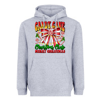 Heather Grey Candy Cane Christmas Club Heavyweight Hoodie - CowhideDigitalArt