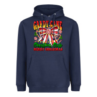 Navy Candy Cane Christmas Club Heavyweight Hoodie - CowhideDigitalArt