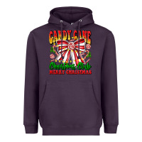 Plum Candy Cane Christmas Club Heavyweight Hoodie - CowhideDigitalArt