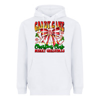 White Candy Cane Christmas Club Heavyweight Hoodie - CowhideDigitalArt