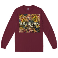 Burgundy American tumbler 4th of july Long Sleeve Tee - HowdyJamesFarm