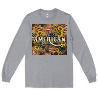 Heather Grey American tumbler 4th of july Long Sleeve Tee - HowdyJamesFarm