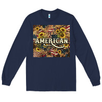 Navy American tumbler 4th of july Long Sleeve Tee - HowdyJamesFarm