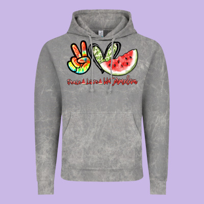 Peace Love Watermelon Vintage Hoodie Designed By Nancycooperartshop