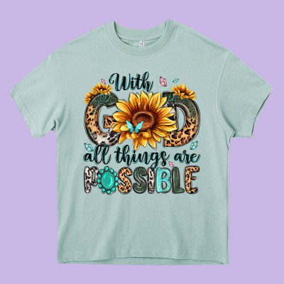 With God All Things Are Possible Malias Heavy Core Tee Designed By Maliassmallbusiness