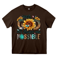 Chocolate Brown with god all things are possible malias Heavy Core Tee - MaliasSmallBusiness