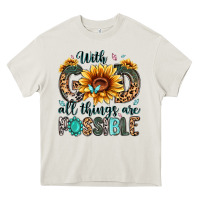 Cream with god all things are possible malias Heavy Core Tee - MaliasSmallBusiness
