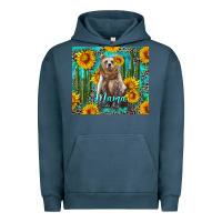 Pigment Midnight Navy mama bear with sunflowers and cactus Urban Hoodie - Artiststas