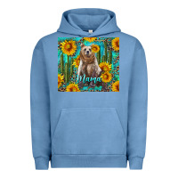 Pigment Pebble Blue mama bear with sunflowers and cactus Urban Hoodie - Artiststas