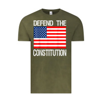 Vintage Olive Defend the Constitution US Political Protest Tee Vintage Tee - minhPixels