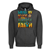 Charcoal Heather saved by grace through faith Zipper Hoodie - BundleAndBundleShop