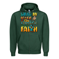 Sports Green saved by grace through faith Zipper Hoodie - BundleAndBundleShop