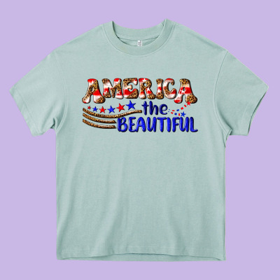 America The Beautiful Heavy Core Tee Designed By Nancycooperartshop