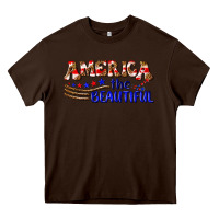 Chocolate Brown America the beautiful Heavy Core Tee - NancyCooperArtShop