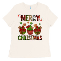Bone Merry Christmas cupcakes Ladies Tee - NancyCooperArtShop