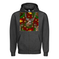 Charcoal Heather christmas deer and bell seamless pattern Zipper Hoodie - BundleAndBundleShop
