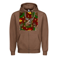 Chestnut christmas deer and bell seamless pattern Zipper Hoodie - BundleAndBundleShop