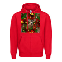 Red christmas deer and bell seamless pattern Zipper Hoodie - BundleAndBundleShop