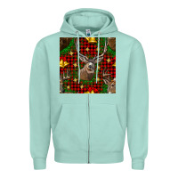 Christmas Deer And Bell Seamless Pattern Zipper Hoodie | Teevron