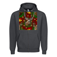 Smoke christmas deer and bell seamless pattern Zipper Hoodie - BundleAndBundleShop