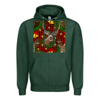Sports Green christmas deer and bell seamless pattern Zipper Hoodie - BundleAndBundleShop