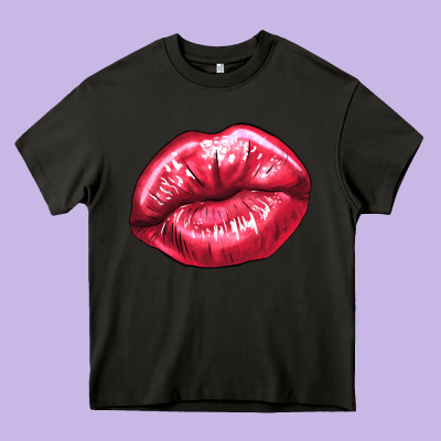Lips Mark Heavy Core Tee Designed By Nancycooperartshop
