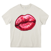 Cream lips mark Heavy Core Tee - NancyCooperArtShop