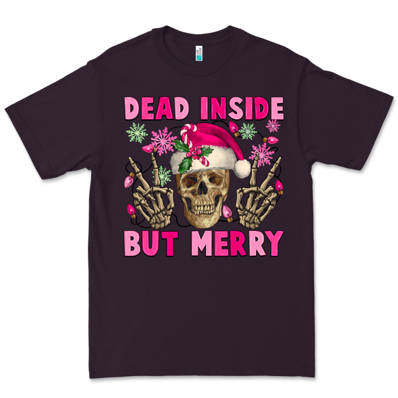 Dead Inside But Merry Pink Christmas Skeleton Premium Tee by NancyCooperArtShop | Teevron