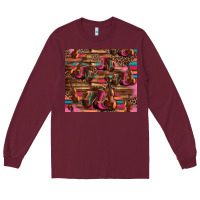 Burgundy valentines day violin and cowboy boots country music Long Sleeve Tee - Jasminsmagicworld