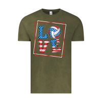 Vintage Olive love usa flag volleyball gifts for volleyball fans teen t shirt Vintage Tee - minhPixels